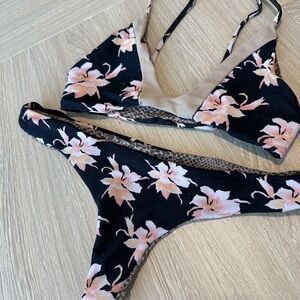 Acacia swimwear aloha print top and bottom